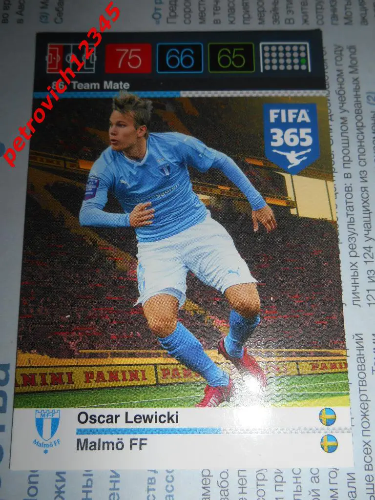 футбол.карточка=Oscar Lewicki (Malmo FF)