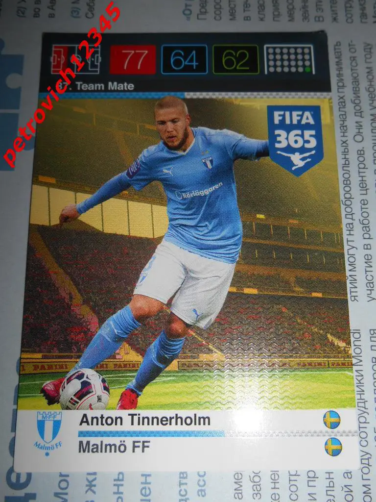 футбол.карточка=Anton Tinnerholm (Malmo FF)