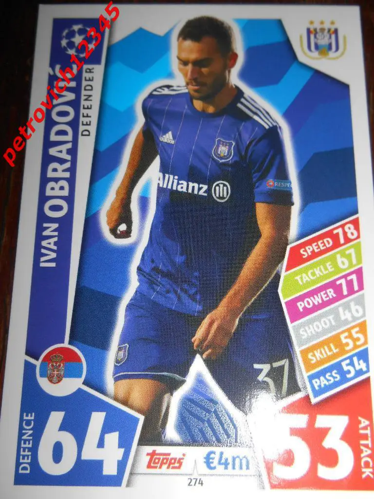 футбол.карточка = Ivan Obradovic (RSC Anderlecht)