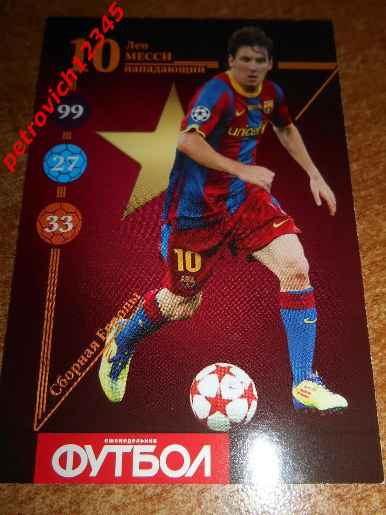 футбол.карточка = Лео Месси (Сборная Европы)