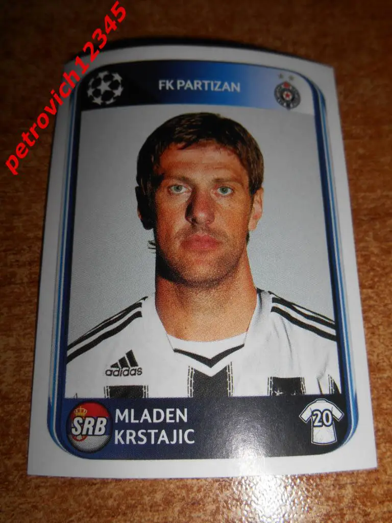 Наклейка PANINI Лига Чемпионов УЕФА 2010-2011 = Mladen Krstajic (FK Partizan)