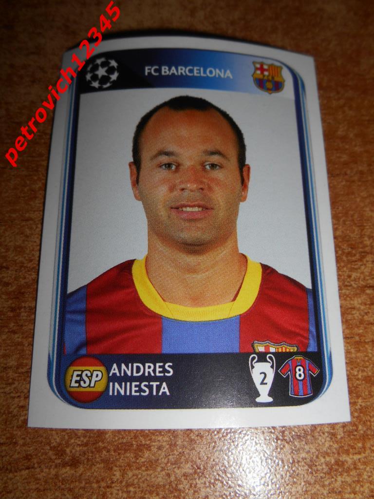 Наклейка PANINI Лига Чемпионов УЕФА 2010-2011 = Andres Iniesta (FC Barcelona)