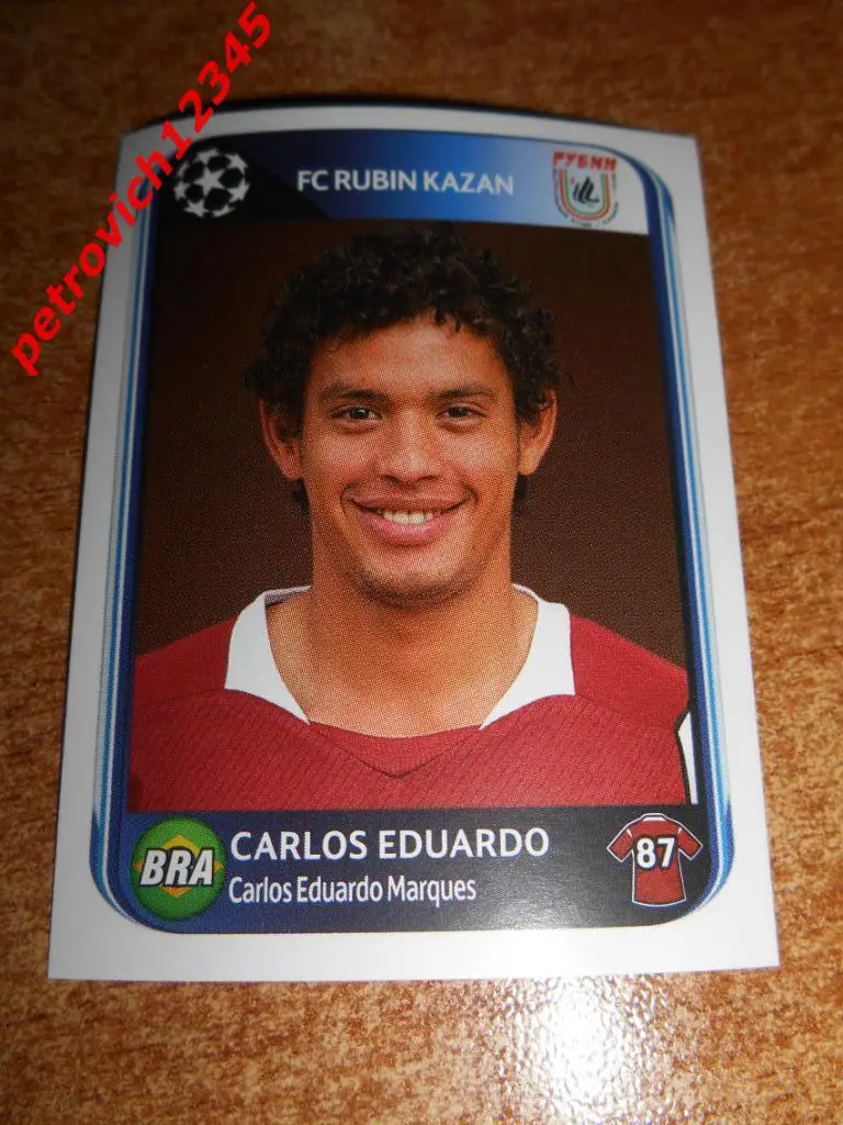 Наклейка PANINI Лига Чемпионов УЕФА 2010-2011 = Carlos Eduardo (FC Rubin Kazan)