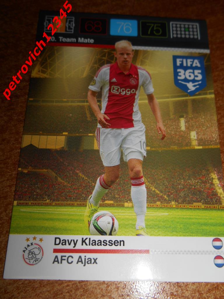 футбол.карточка = Davy Klaassen- Ajax