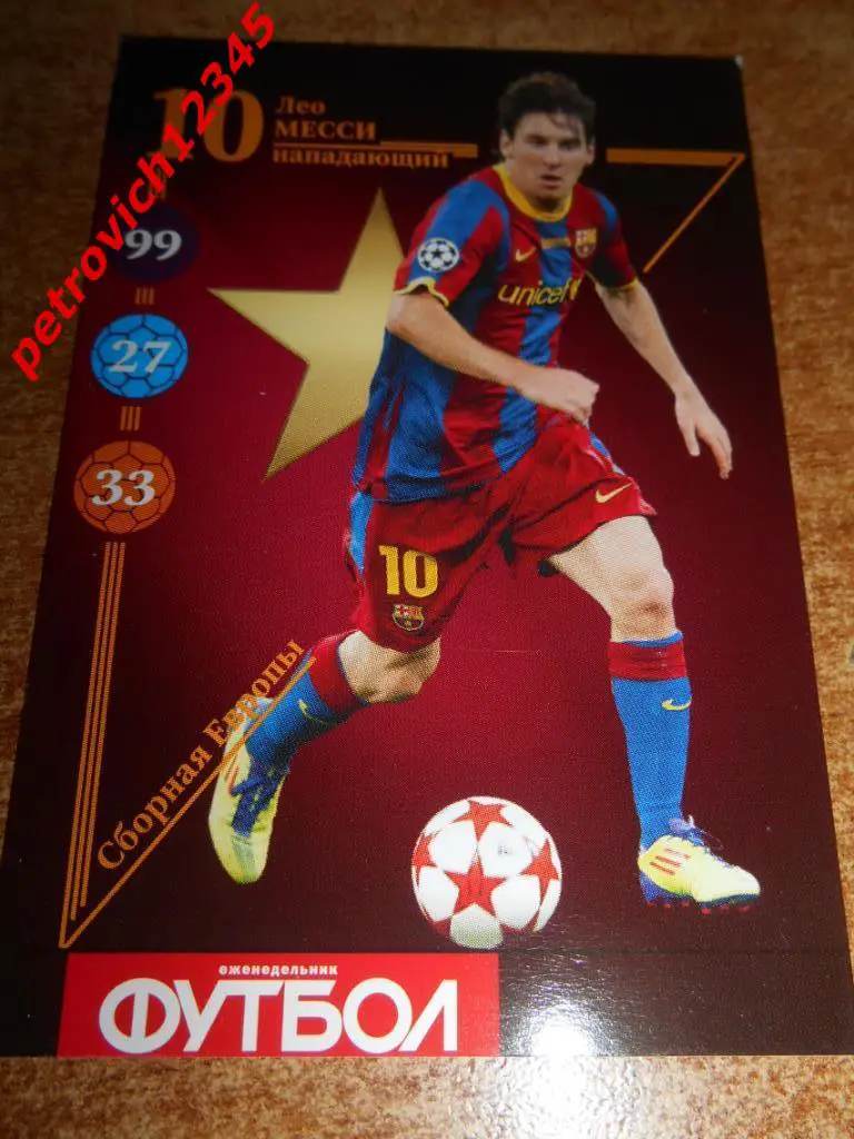футбол.карточка = Лионель Месси (Сборная Европы)