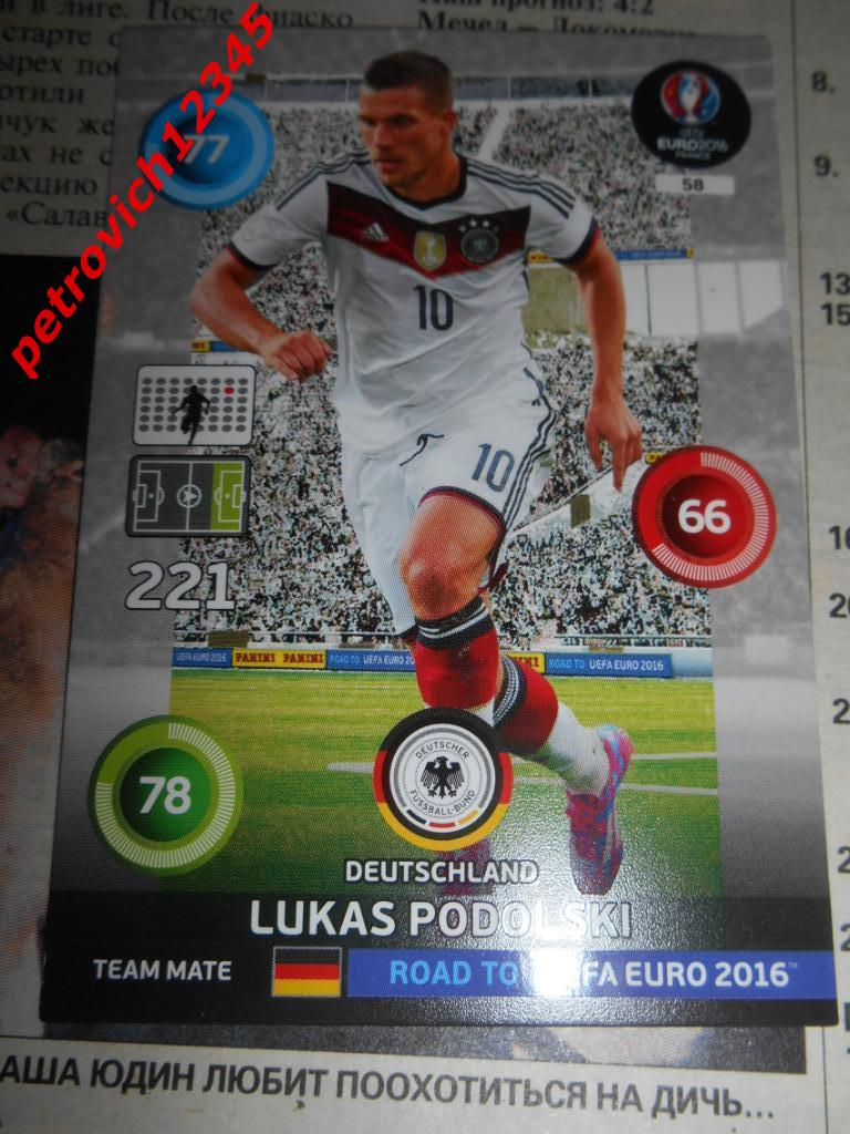 футбол.карточка =Lukas Podolski - Germany