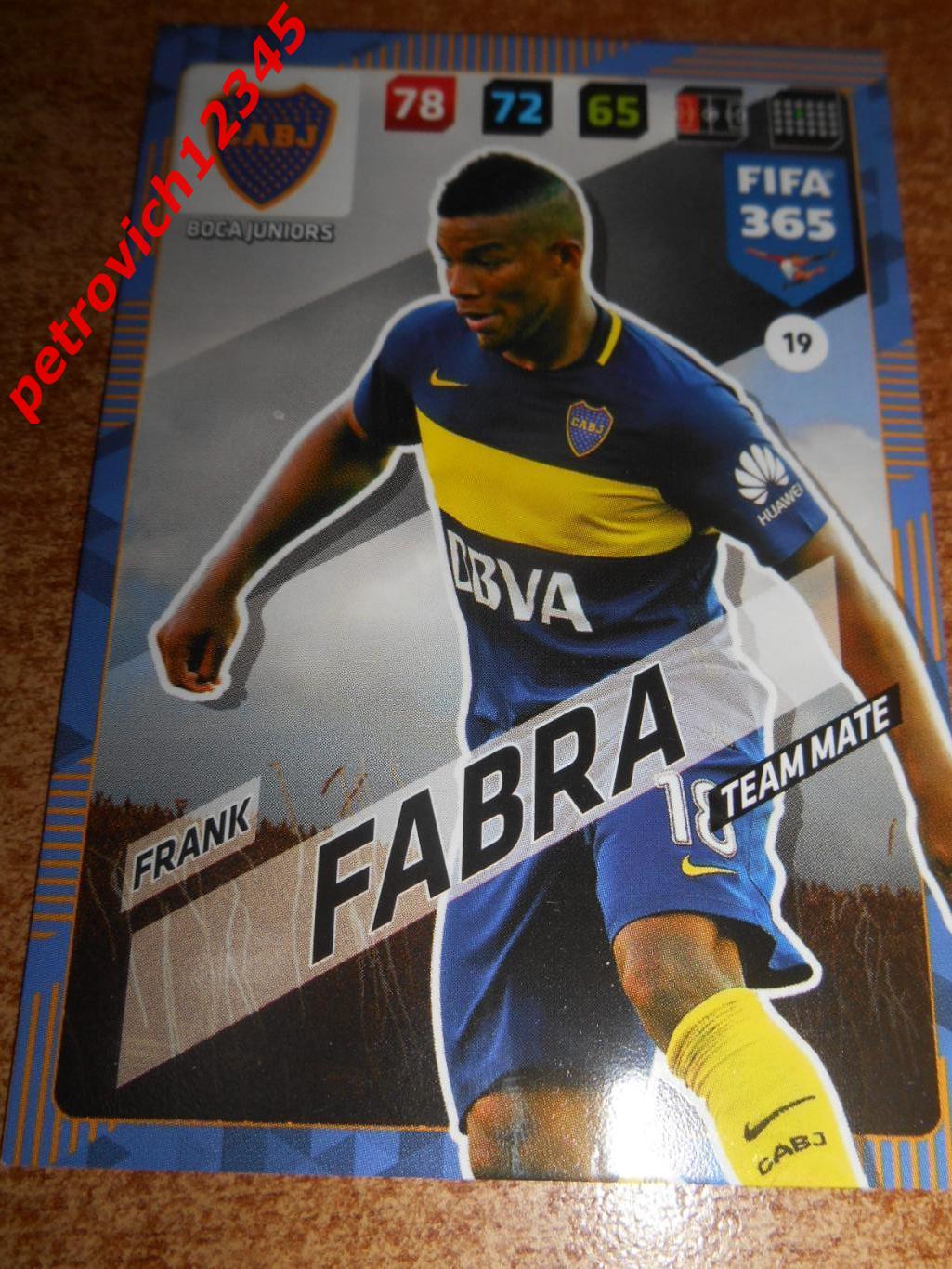 футбол.карточка = 19 - Frank Fabra - Boca Juniors