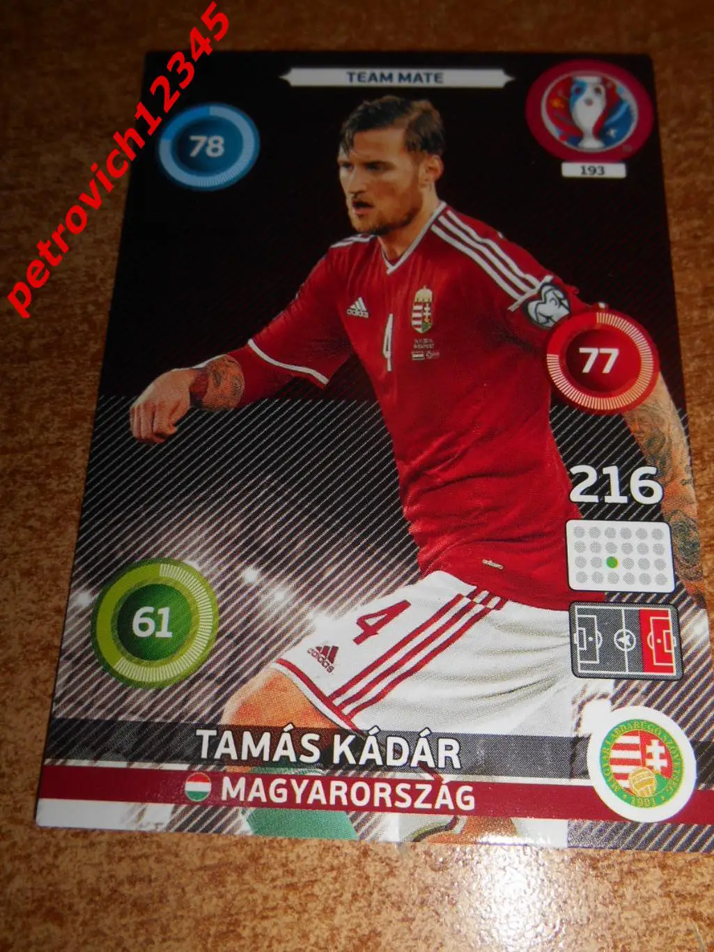 футбол.карточка = 193 - Tamas Kadar - Hungary