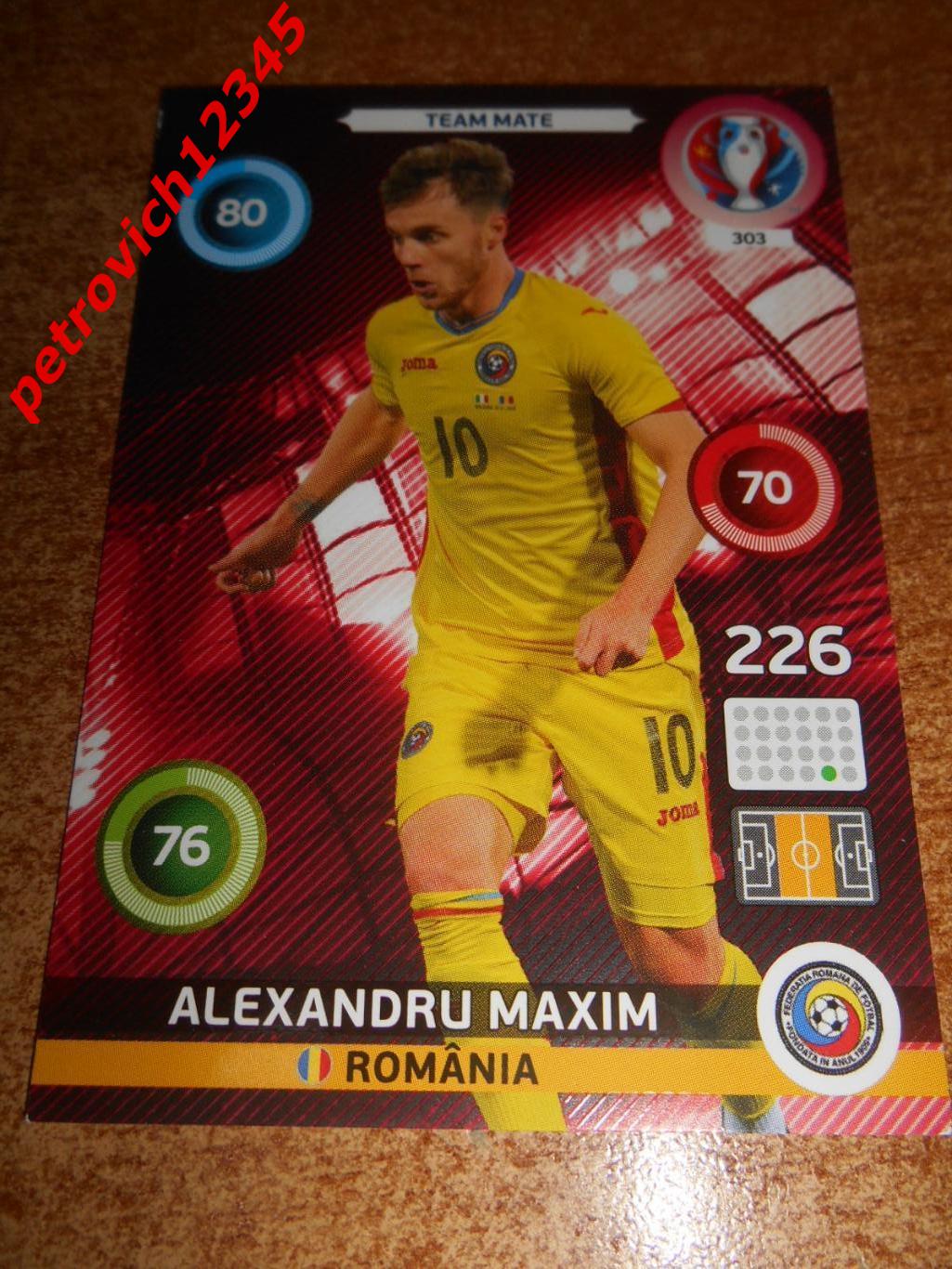футбол.карточка = 303 - Alexandru Maxim - Romania