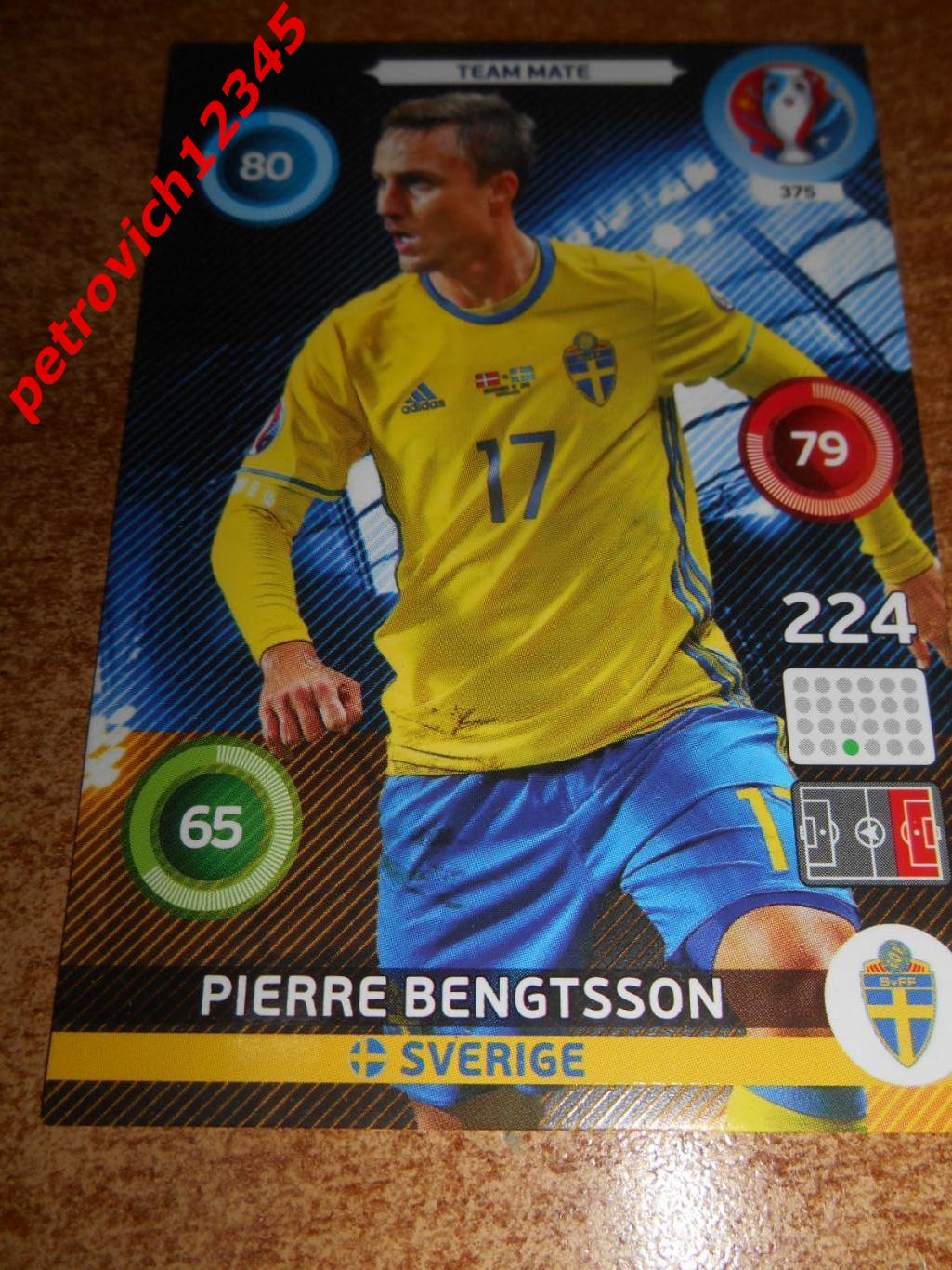 футбол.карточка = 375 - Pierre Bengtsson - Sweden