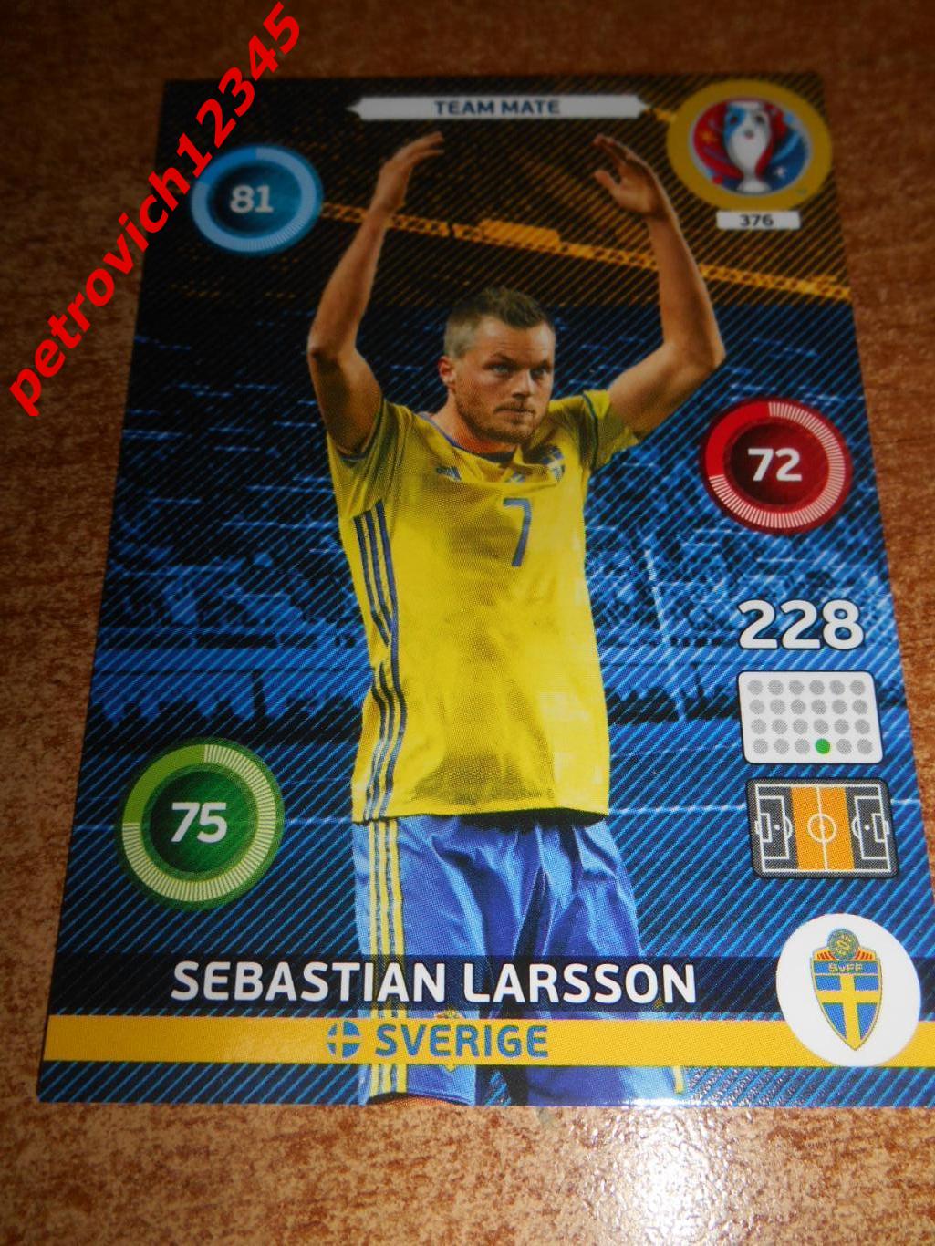 футбол.карточка = 376 - Sebastian Larsson - Sweden
