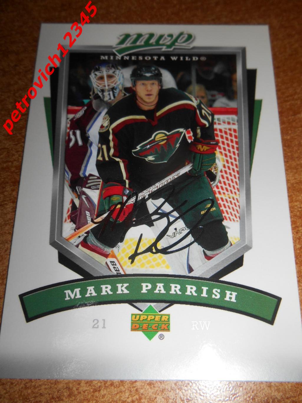 хоккей.карточка - 142 - Mark Parrish - Minnesota Wild