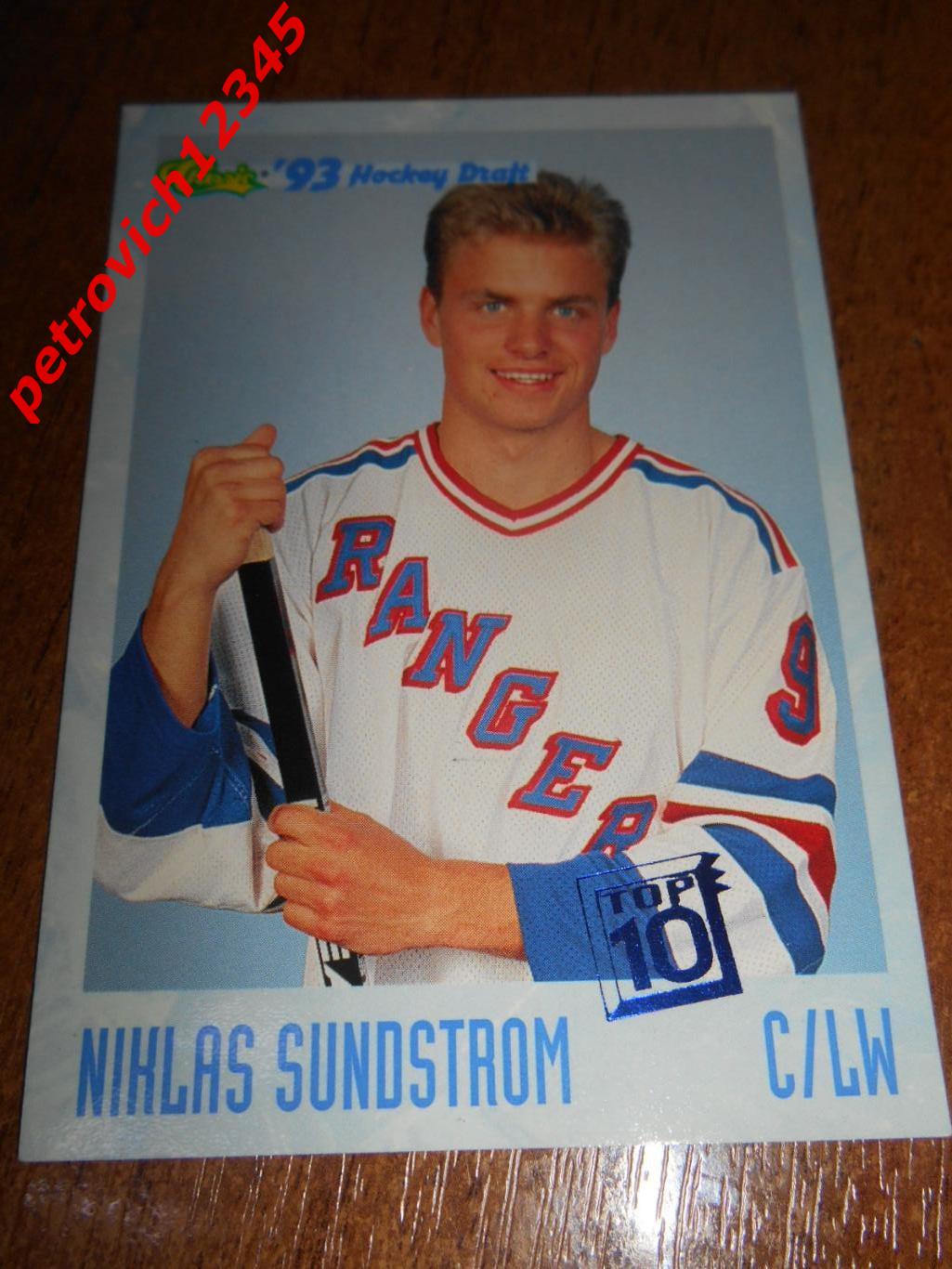 хоккей.карточка - 8 - Niklas Sundstrom T10 - New York Rangers