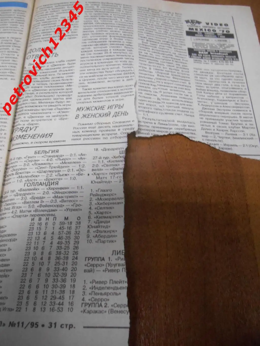 футбол №11 1995г 1