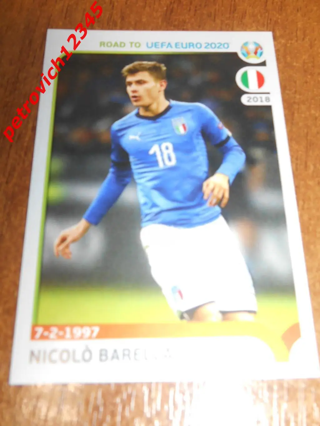 2019 Panini Road to UEFA Euro Sticke = 172 - Nicol? Barella - Italy
