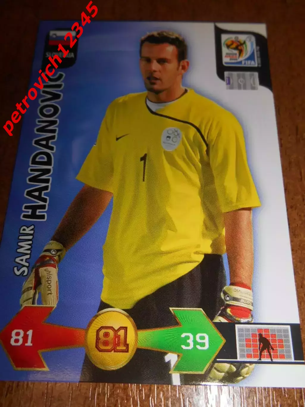 футбол. карточка = Samir Handanovic - Slovenia