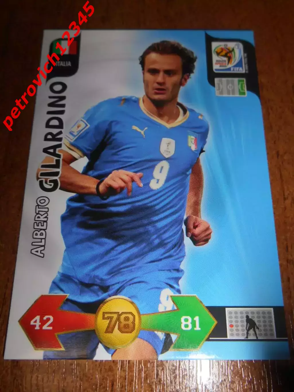 футбол. карточка = Alberto Gilardino - Italy