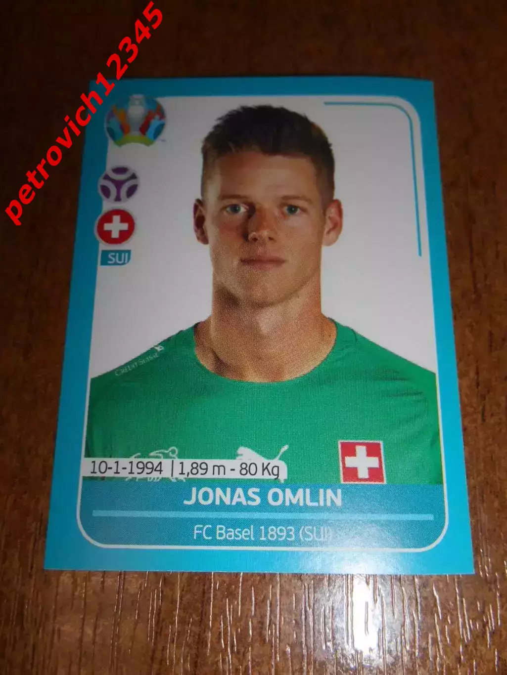 2020 Panini UEFA Euro Preview = SUI9 - Jonas Omlin - Switzerland
