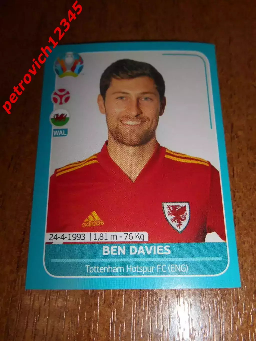 2020 Panini UEFA Euro Preview = WAL12 - Ben Davies - Wales