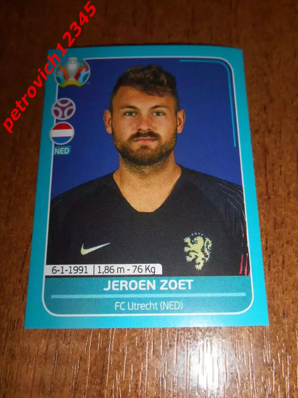 2020 Panini UEFA Euro Preview = NED8 - Jeroen Zoet - Netherlands