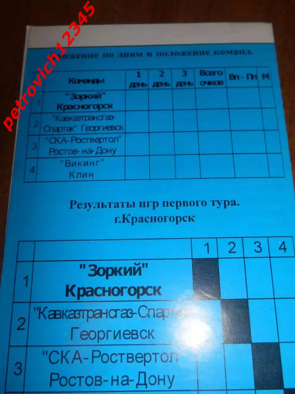 Красногорск 2002г. Предварительный этап 1 тур. 1