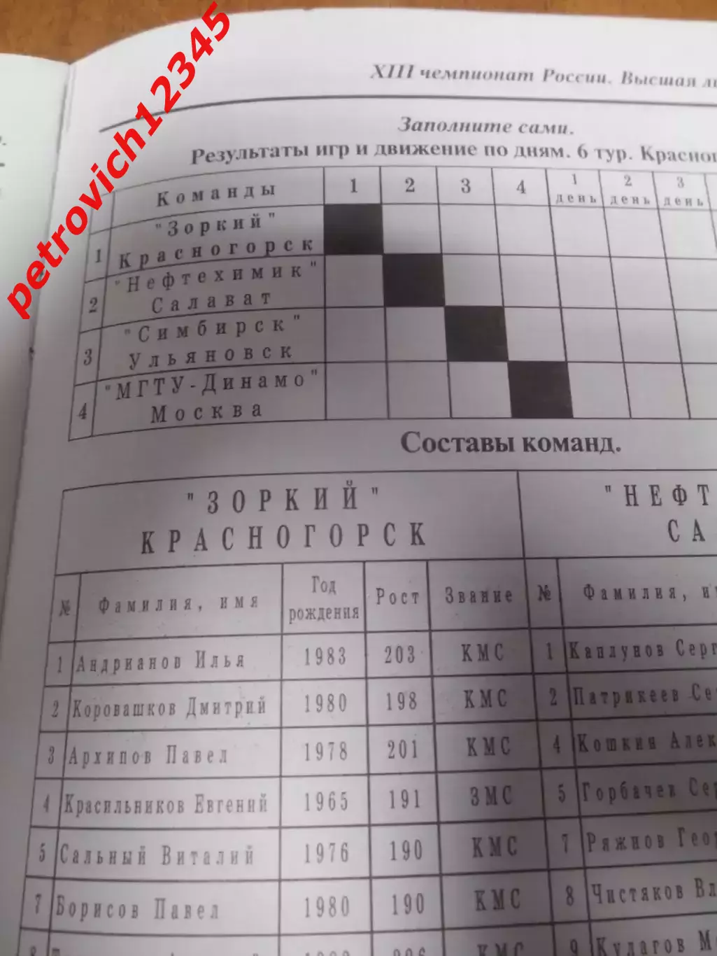 Красногорск 2003г. Предварительный этап 6 тур. 1