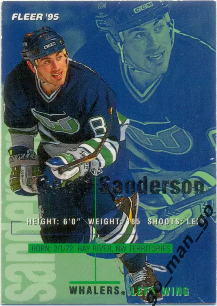 Geoff Sanderson (Hartford Whalers). Fleer NHL 1994-1995, № 89.