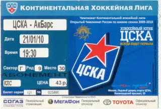 ЦСКА Москва – АК БАРС Казань 21.01.2010.