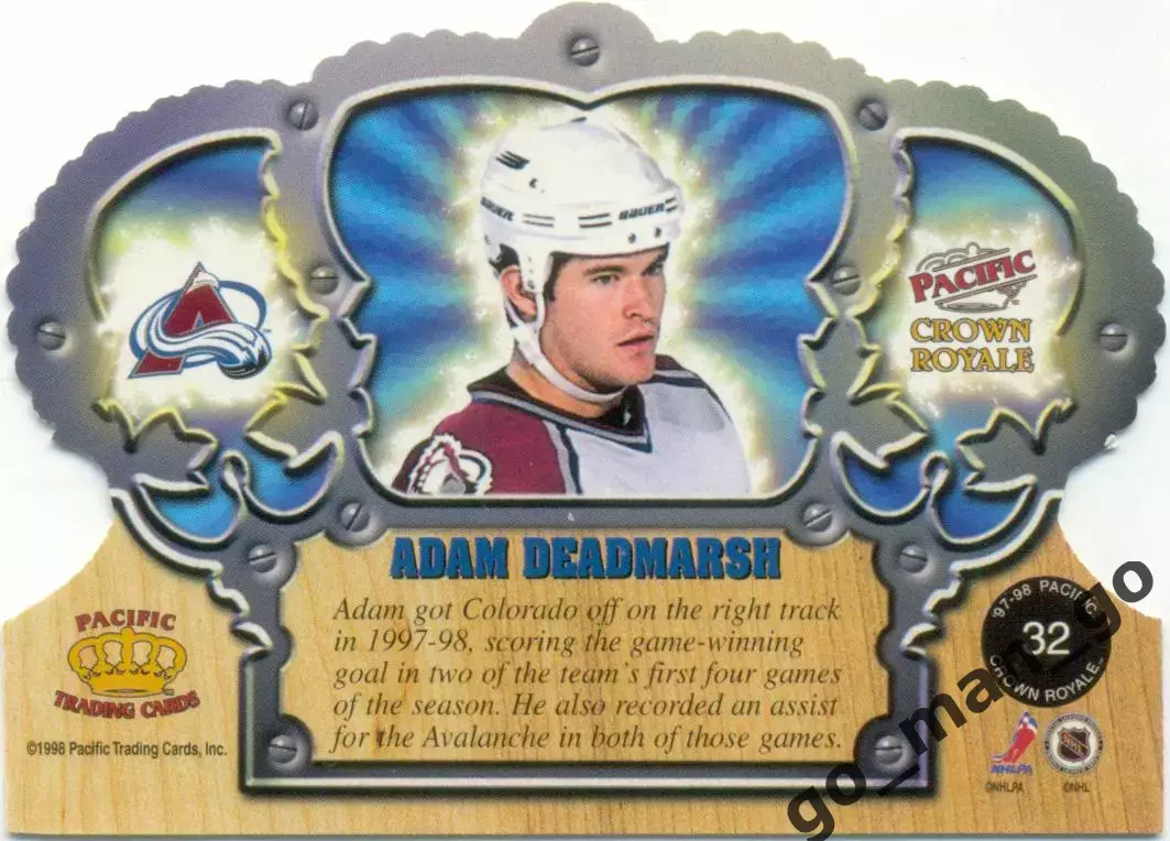 Adam Deadmarsh (Colorado Avalanche) Pacific Crown Collection Royale 1997-1998 32 1