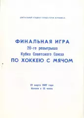 ДИНАМО Москва – ВОДНИК Архангельск 22.03.1987, кубок СССР, финал, Мурманск.