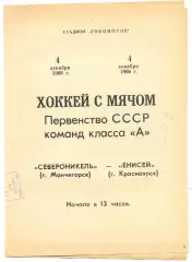 ЕНИСЕЙ Красноярск – СЕВЕРОНИКЕЛЬ Мончегорск 04.12.1966.