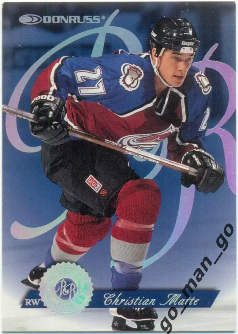 Christian Matte (Colorado Avalanche). Donruss Rated Rookie NHL 1997-1998, № 6.