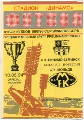 ДИНАМО-93 Минск – МОЛЬДЕ 10.08.1995, кубок кубков, предварительный раунд