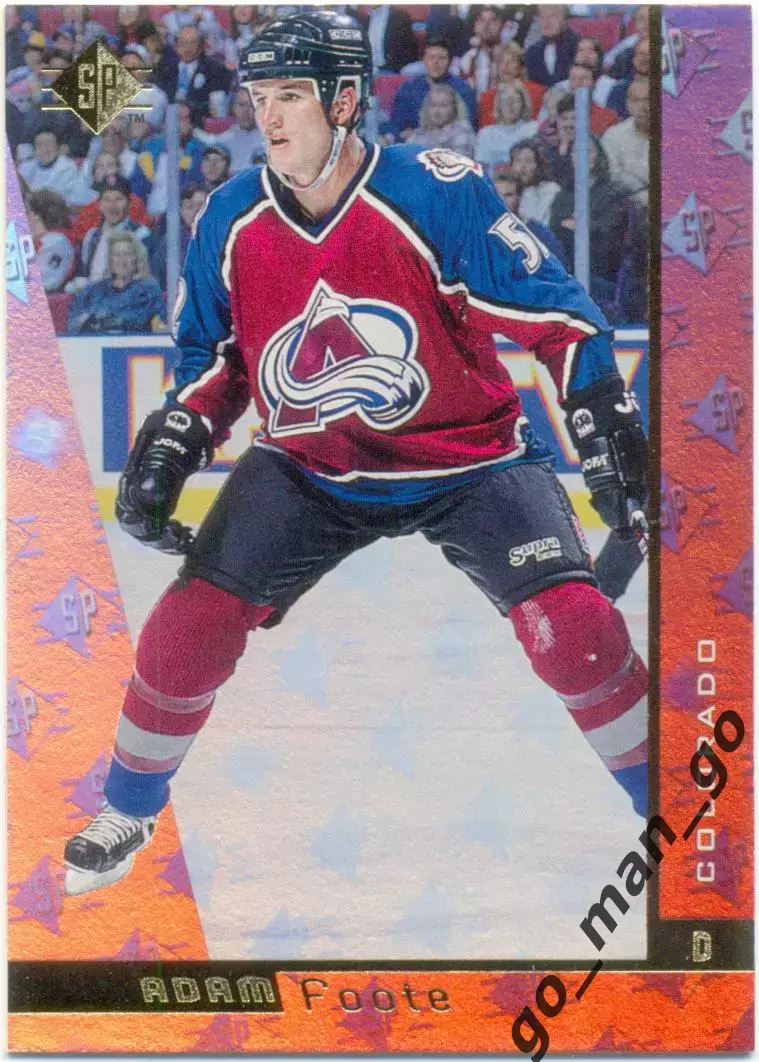 Adam Foote (Colorado Avalanche). Upper Deck SP NHL 1996-1997, № 38.
