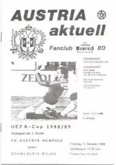 АУСТРИЯ Вена – ЖАЛЬГИРИС Вильнюс 07.10.1988, кубок УЕФА, 1/32 финала.