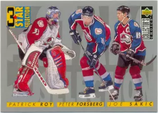 Joe Sakic Patrick Roy Forsberg (Colorado Avalanche) Collector's Choice 1996-1997