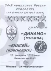 ДИНАМО Москва – ЕНИСЕЙ Красноярск 26.02.2026, плей-офф, 1/4 финала, черно-белая.