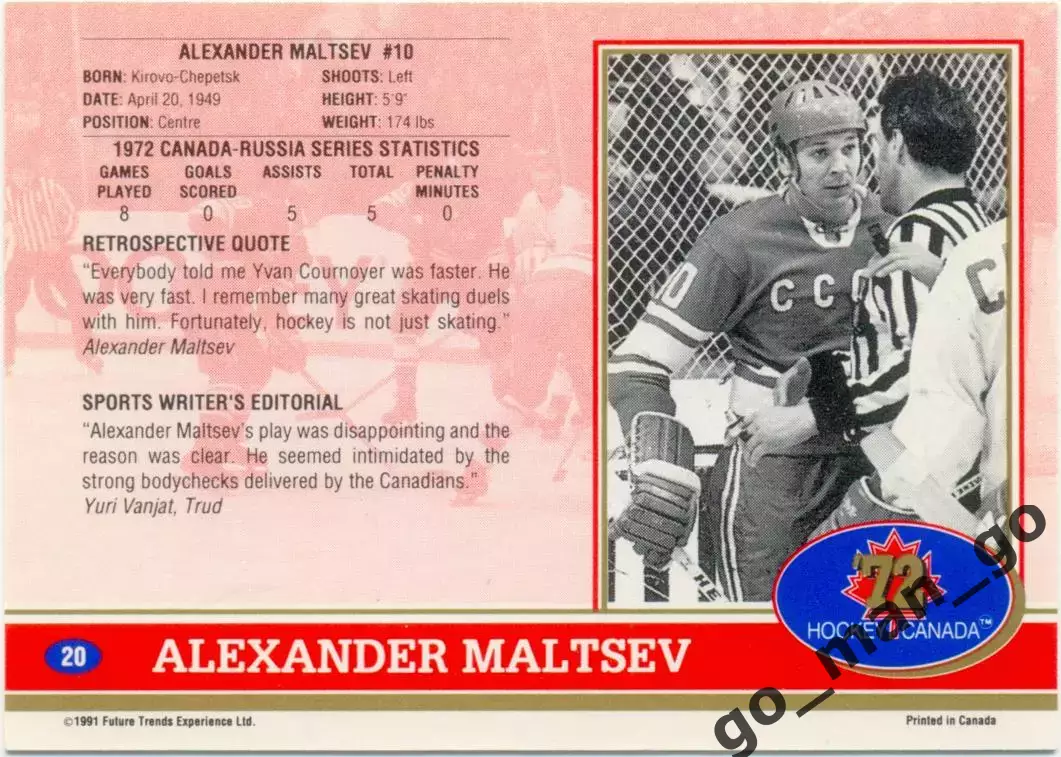 Alexander Maltsev Александр Мальцев USSR. Future Trends Canada '72 1991-1992 №20 1
