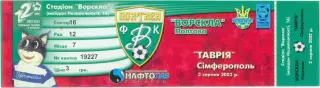 ВОРСКЛА Полтава – ТАВРИЯ Симферополь 03.08.2002.
