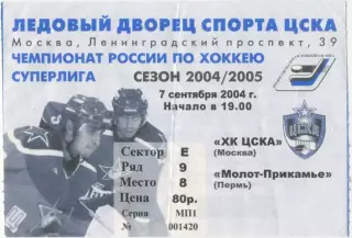 ЦСКА Москва – МОЛОТ-ПРИКАМЬЕ Пермь 07.09.2004.