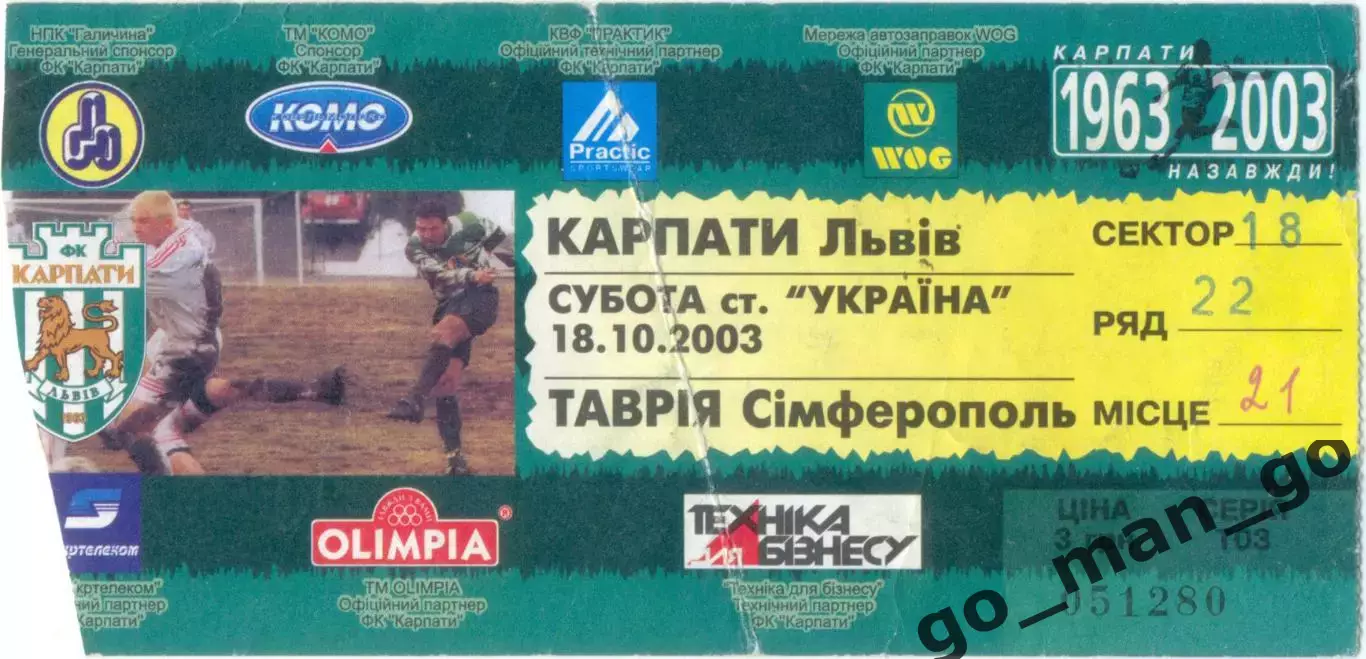 КАРПАТЫ Львов – ТАВРИЯ Симферополь 18.10.2003.