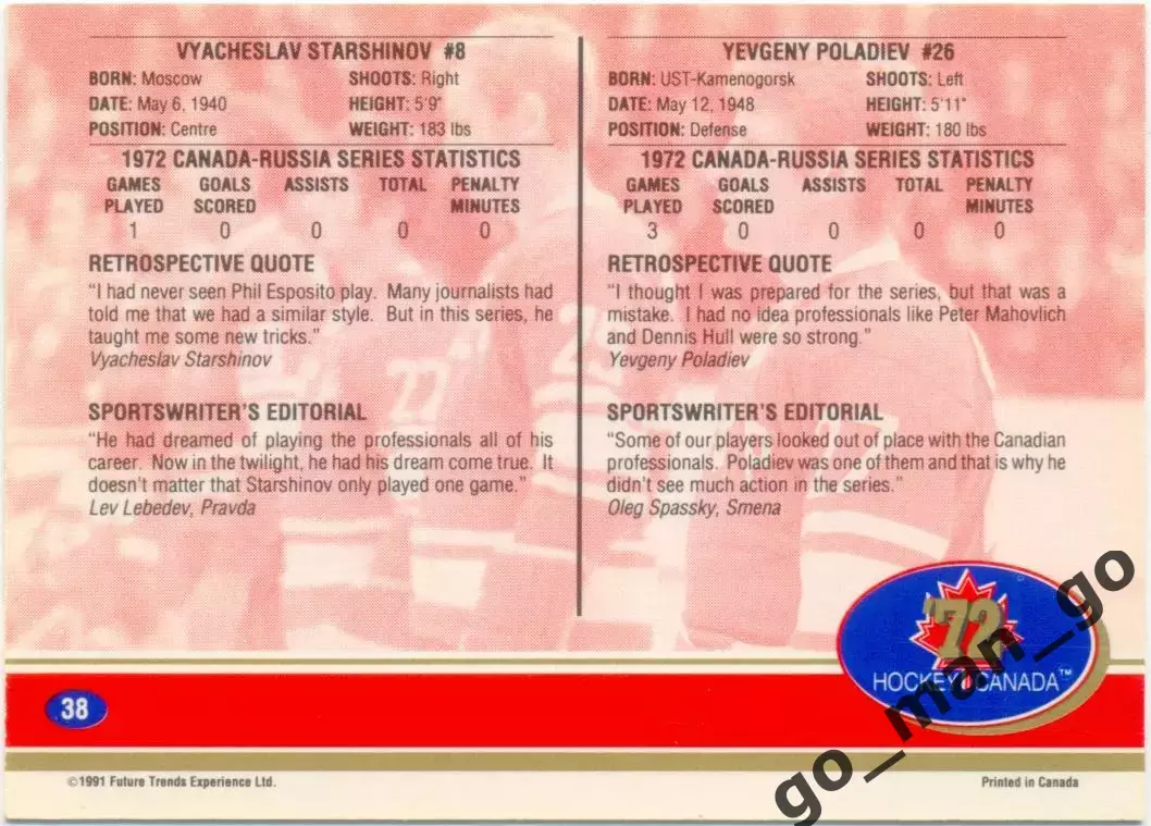 Евгений Поладьев Вячеслав Старшинов USSR. Future Trends Canada '72 1991-1992 №38 1