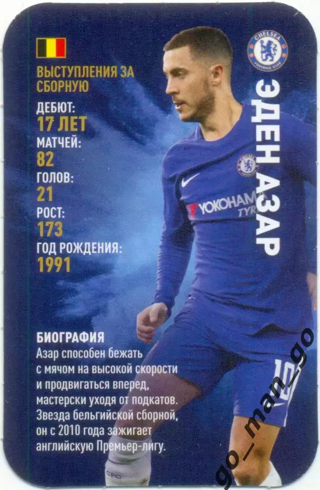 Эден Азар (Челси Лондон Англия). Top Trumps. Звёзды мирового футбола 2018.
