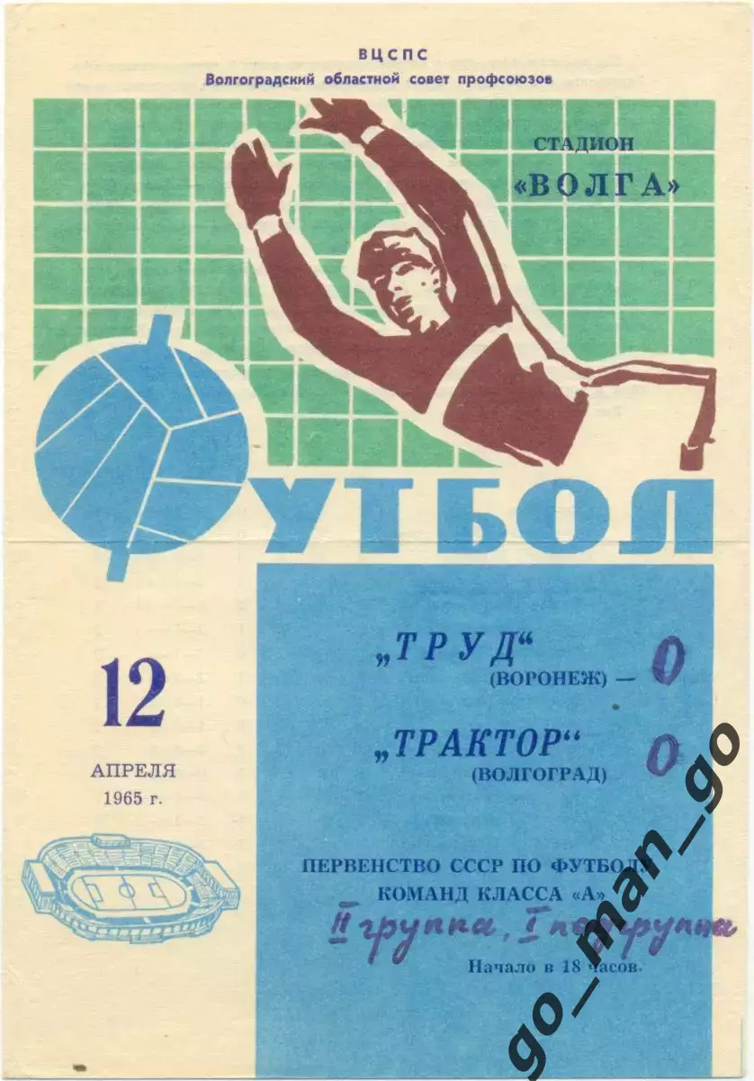 ТРАКТОР Волгоград – ТРУД Воронеж 12.04.1965.