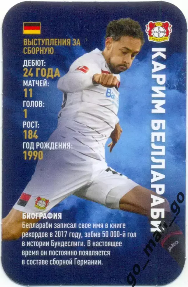 Карим Беллараби (Байер Леверкузен). Top Trumps. Звёзды мирового футбола 2018.