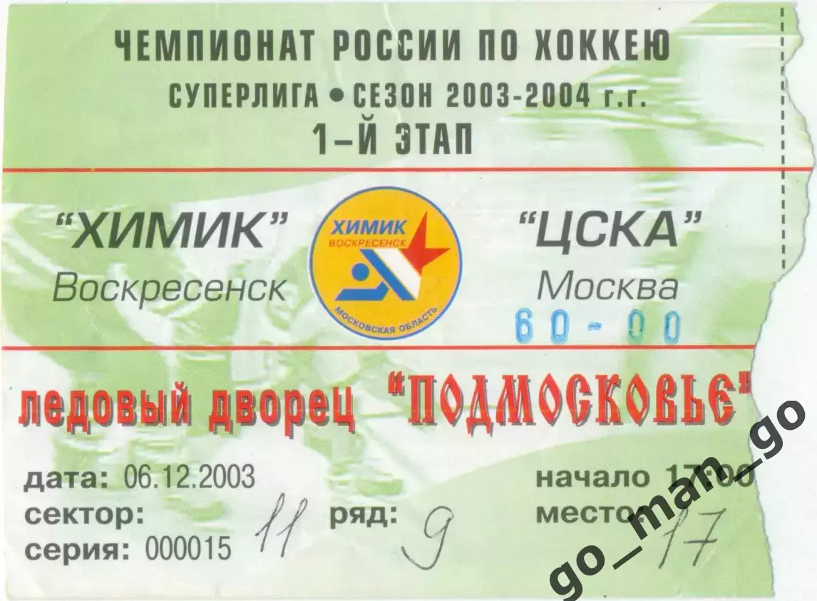 ХИМИК Воскресенск – ЦСКА Москва 06.12.2003.