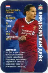 Вирджил ван Дейк (Ливерпуль Англия). Top Trumps. Звёзды мирового футбола 2018.