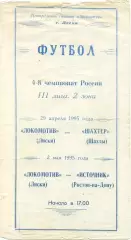 ЛОКОМОТИВ Лиски – ШАХТЕР Шахты, ИСТОЧНИК Ростов-на-Дону 29.04-02.05.1995.