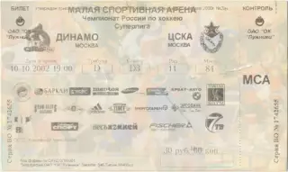 ДИНАМО Москва – ЦСКА Москва 10.10.2002.