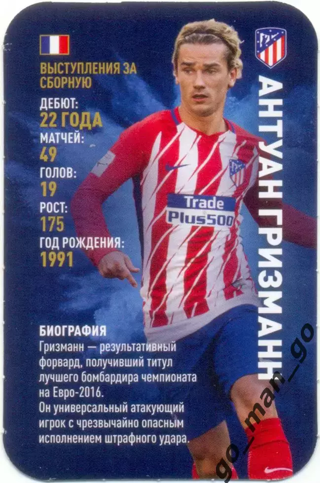 Антуан Гризманн (Атлетико Мадрид). Top Trumps. Звезды мирового футбола 2018.